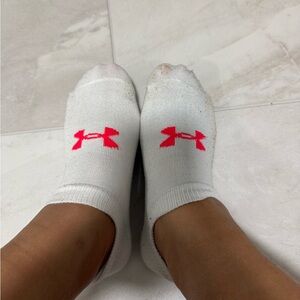 Preloved Under Armour White Socks with pink logo